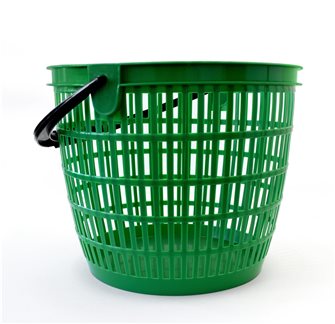 Panier à récolte et stockage rond ajouré 12 litres en plastique vert avec anse