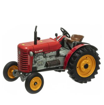 ZETOR 25 A rouge jouet tracteur mécanique miniature 1:25 en tôle de fer blanc fabriqué en Europe